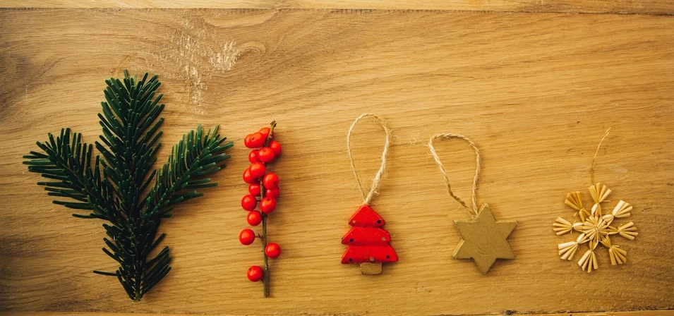 Sustainable handmade Christmas decorations.